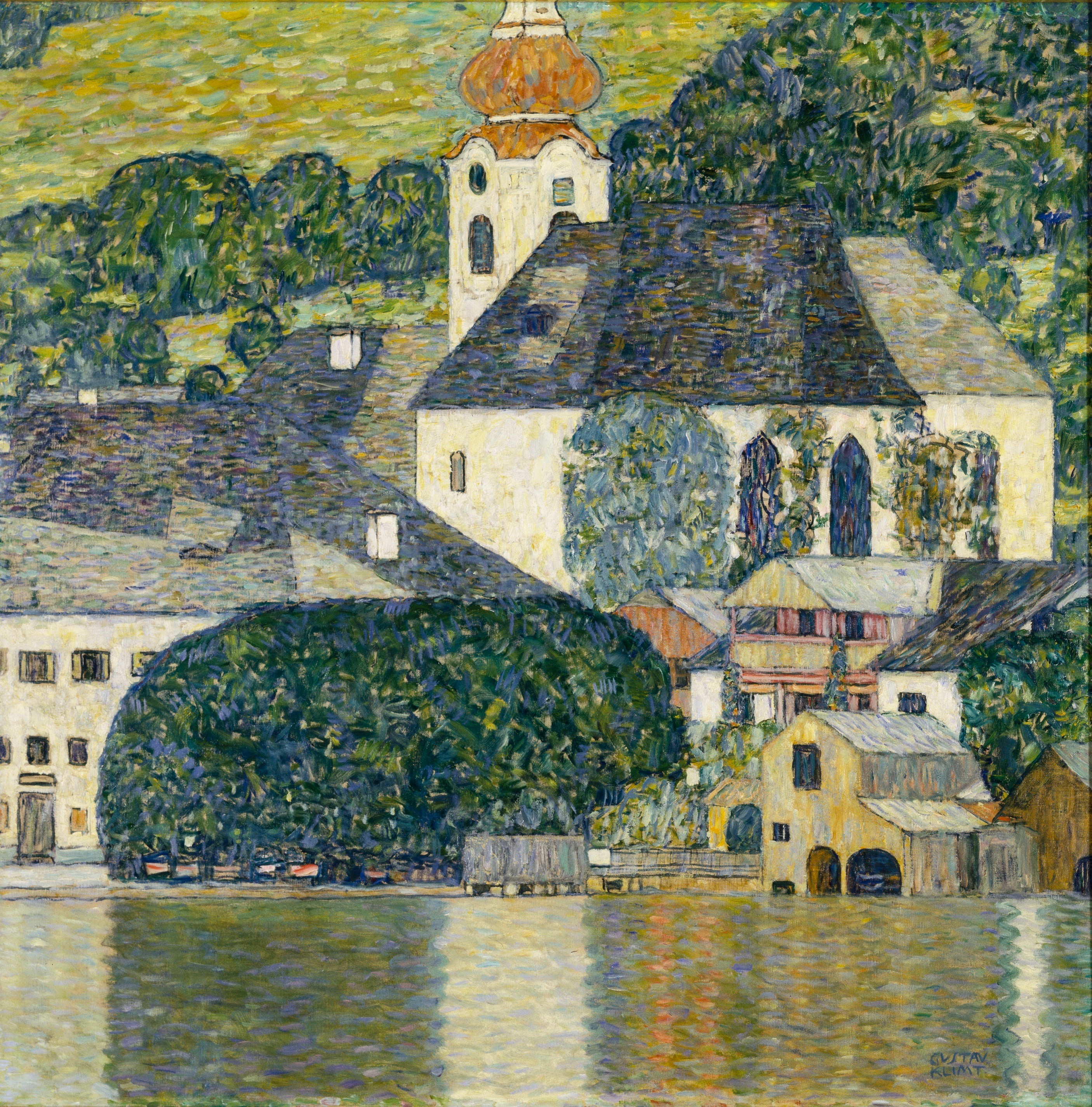 Painting by Gustav Klimt, Church in Unterach on the Attersee, 1916