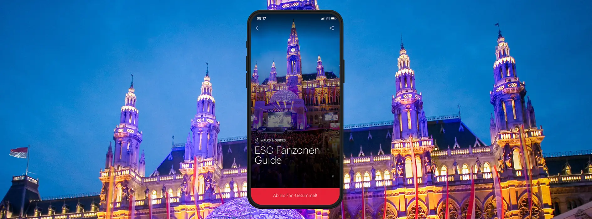 Werbe-Teaser mit Text: ESC Fanzonen Guide
