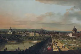 Oil painting by Belotto, view of Vienna from the Belvedere palace