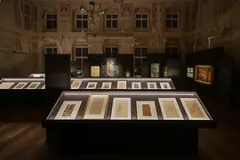 Exhibition view of “Gustav Klimt and Medicine” featuring drawings at the Josephinum