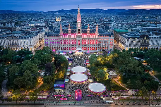 Rendering: Eurovision Village 2026 at Vienna City Hall Square