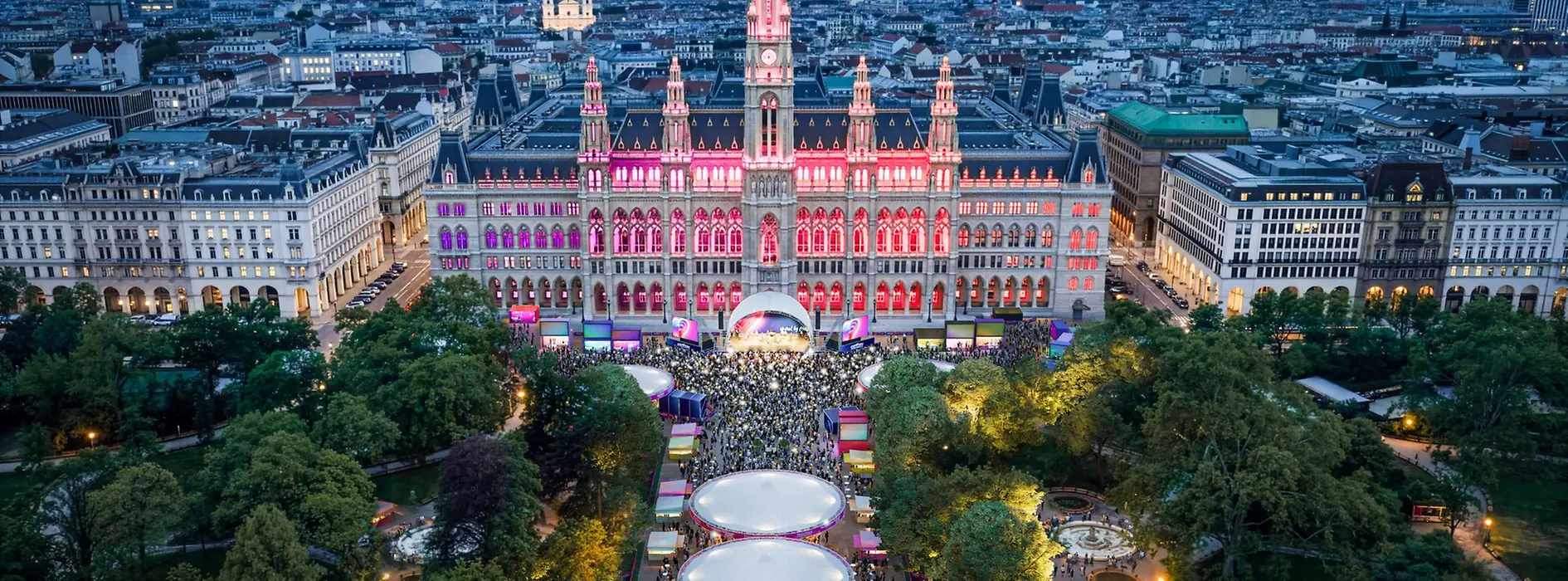 Rendering: Eurovision Village 2026 at Vienna City Hall Square