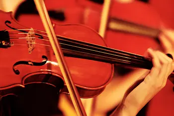 Close-up of violin playing hands
