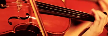 Close-up of violin playing hands
