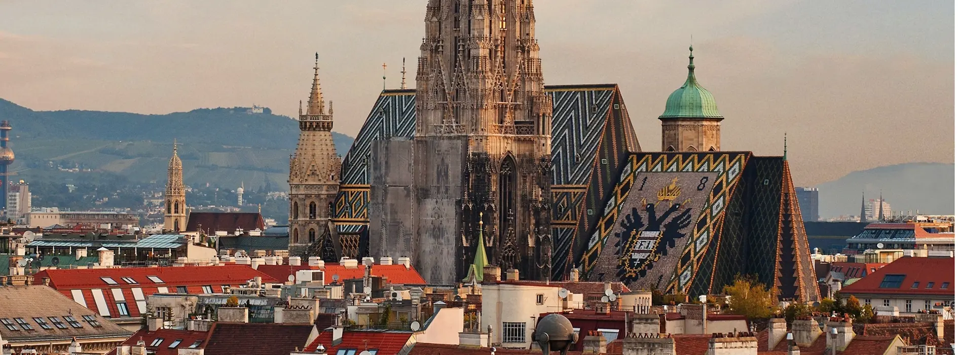 Vienna from above, with St. Stephen's Cathedral in focus