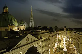 Weihnachtsbeleuchtung, am Graben, Luster, Vogelperspektive