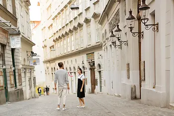 Woman and man in Vienna's Old City