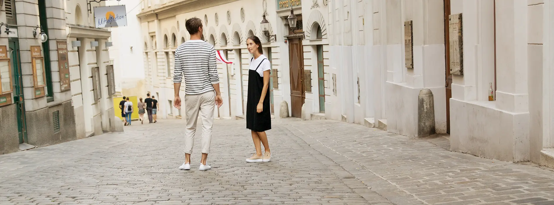 Woman and man in Vienna's Old City