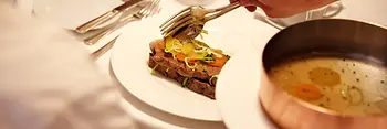 Tafelspitz (traditional fillet of boiled beef) is served