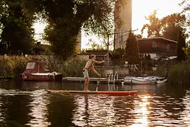 Stand up paddleboarding on the Old Danube