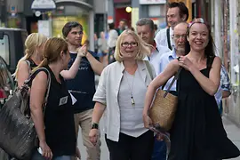 People walking around