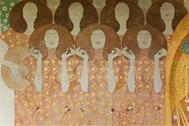 Gustav Klimt, Beethoven Frieze, detail of right-hand wall (Chor der Paradiesengel - Choir of Angels), Secession