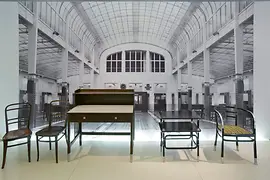 Furniture for the Vienna Post Savings Bank, designed by Otto Wagner, produced by the Thonet brothers, Vienna around 1904/06