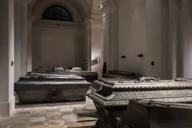 Caskets in hall
