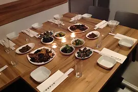 Food on a laid table