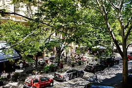 Outdoor dining area on Praterstrasse