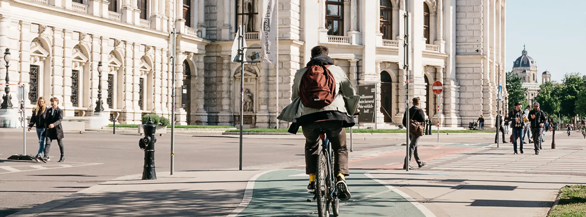 Cyclists in front of the Burgtheater