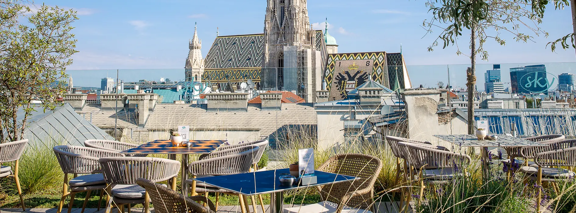 Sky Bar Steffel, with a view of St. Stephen's Cathedral
