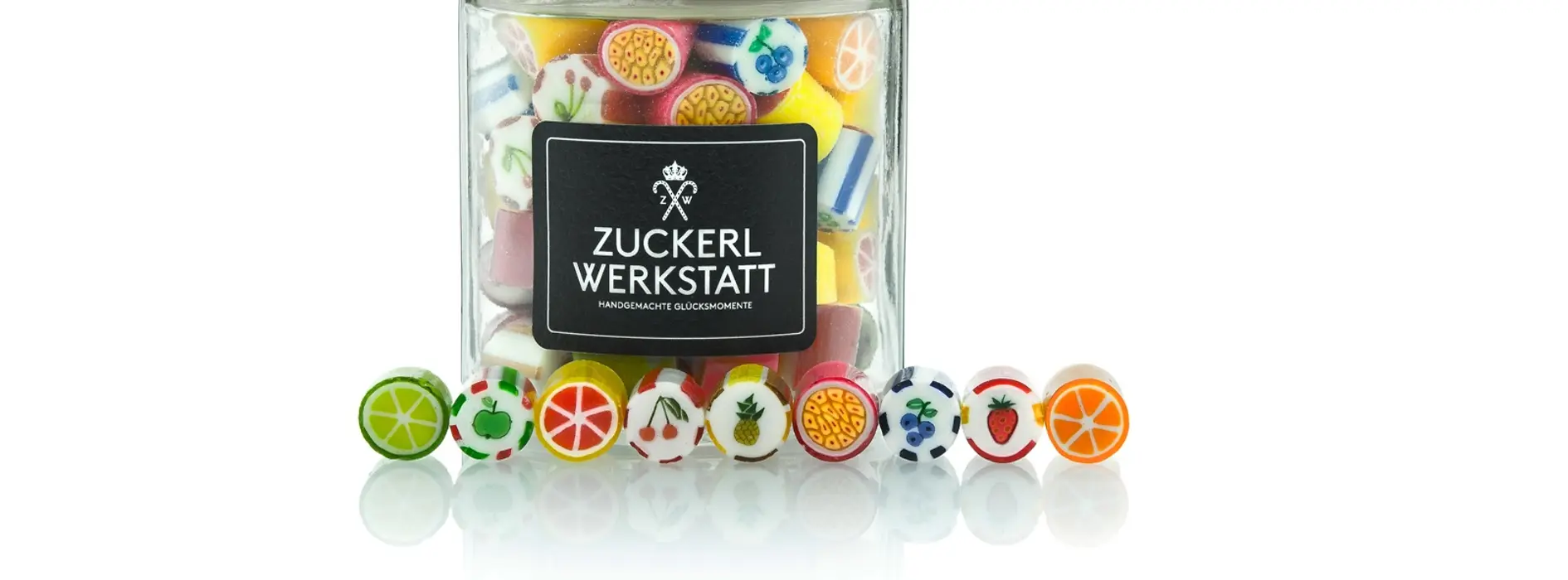 Zuckerlwerkstatt, Glas mit Zuckerln
