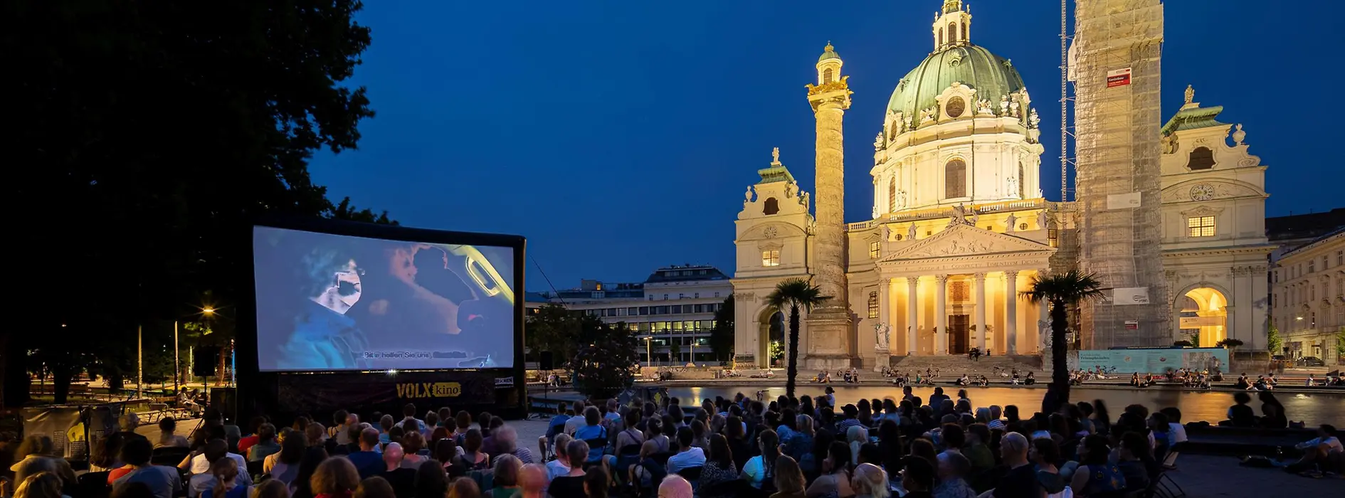 Open air cinema in front of St. Charles Church