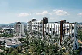Die riesigen Bauten des Wohnparks Alterlaa