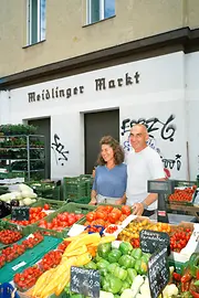 Meidlinger Markt, Marktstand, Gemüse, Verkäufer