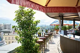 Hotel Motto Rooftop-Bar Chez Bernard, summer day, view over Vienna