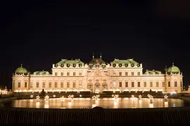 View of the Belvedere Palace adorned with Christmas decorations