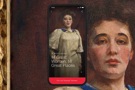 ivie Sujet with self-portrait of the artist Teresa Feodorowna Ries. Text: 14 Great Women 14 Great Places