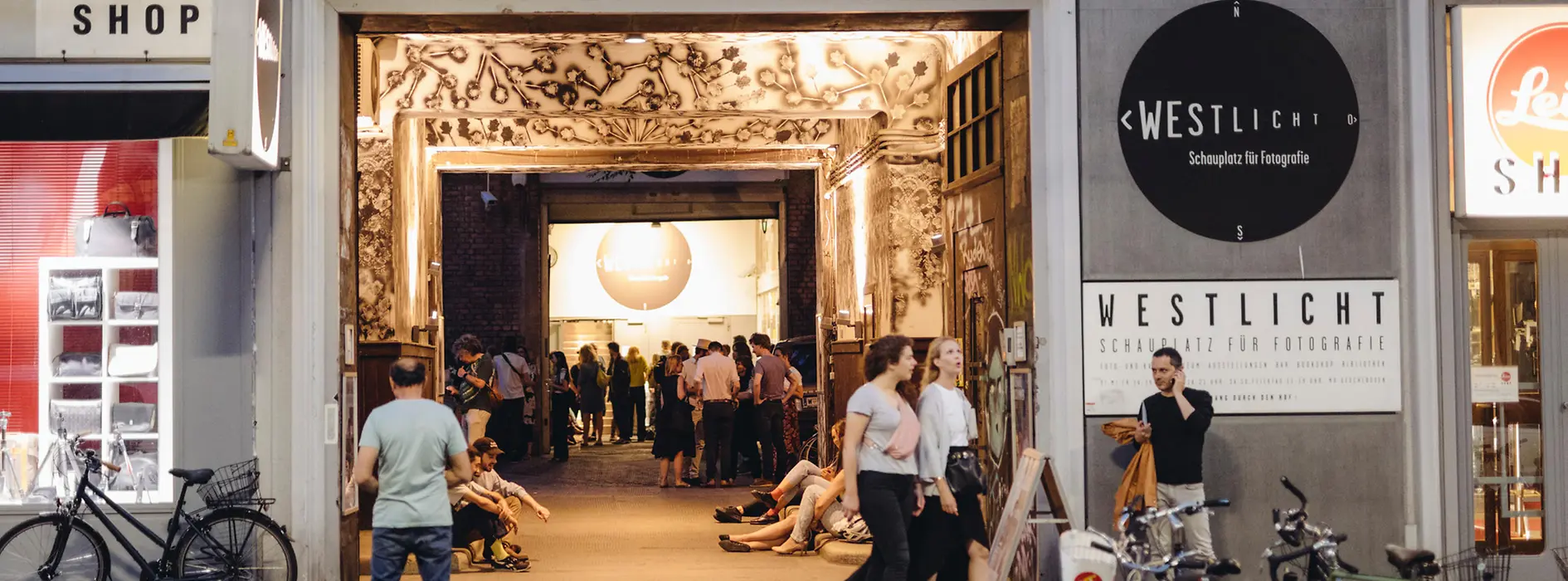 Entrance to the WestLicht gallery with visitors